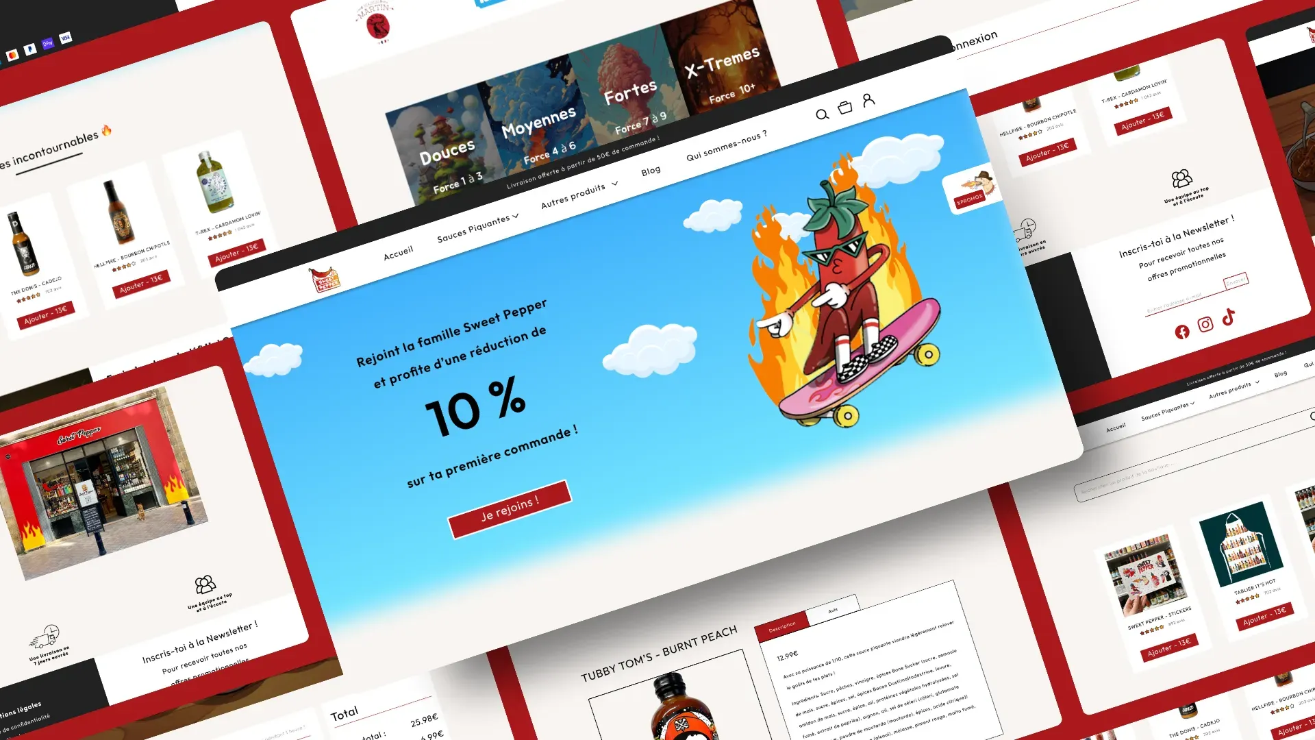 Design d'une boutique e-commerce moderne de sauces piquantes